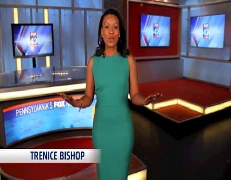 Trenice Bishop is looking stunning in the blue grey single piece. How old is Trenice as of now?